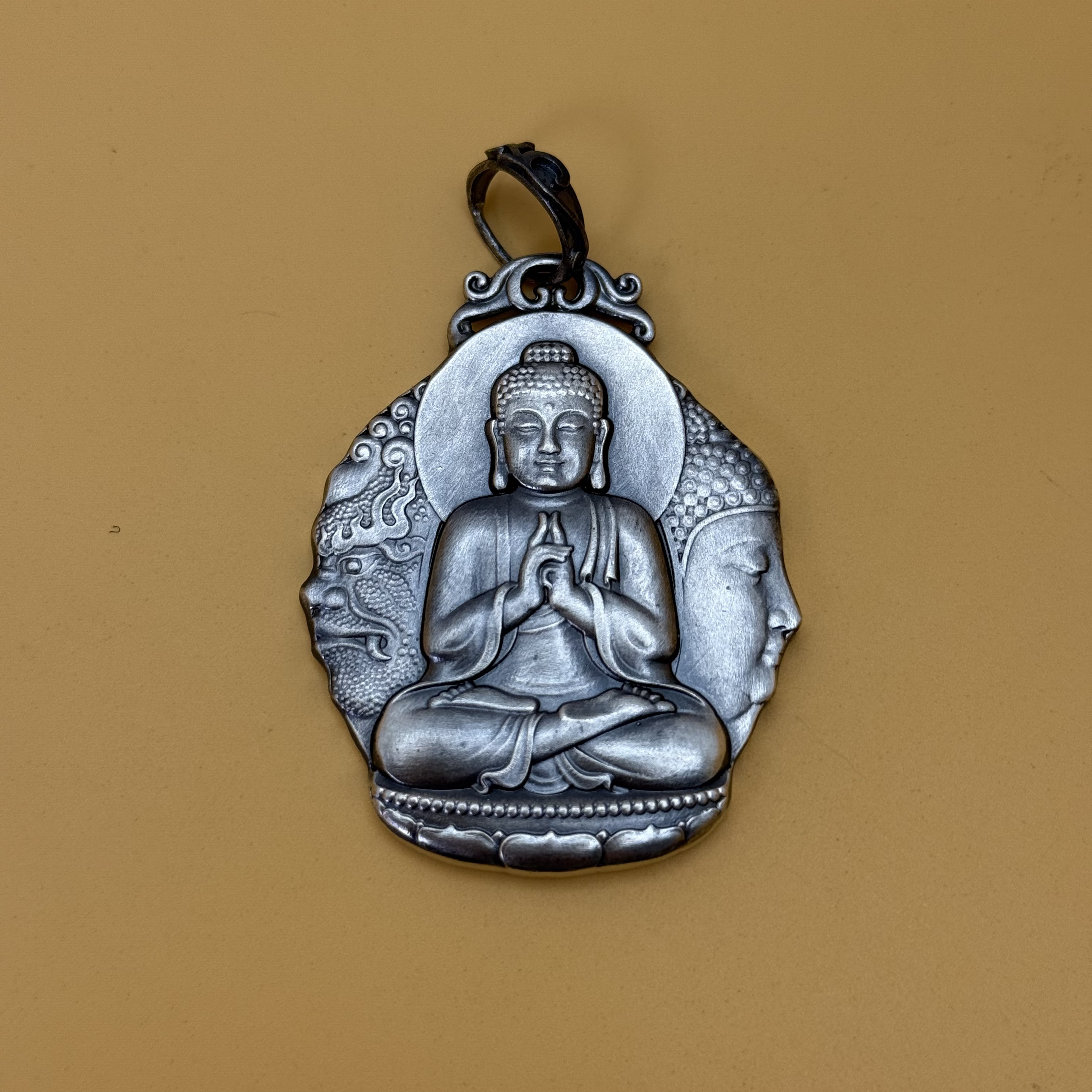 足银银制品 足银999阿弥陀佛吊坠 复古亮面古法工艺 45.7克