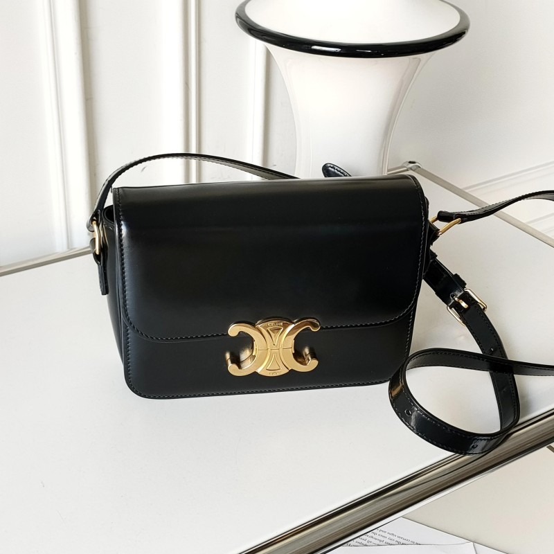 95新 Celine/思琳 Azul - 黑金凯旋门teen box斜挎包 52844