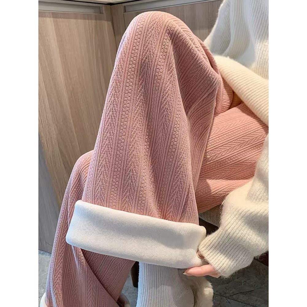 461-470雪尼尔女士休闲裤显瘦中腰直筒时尚百搭秋冬宽松垂感大码