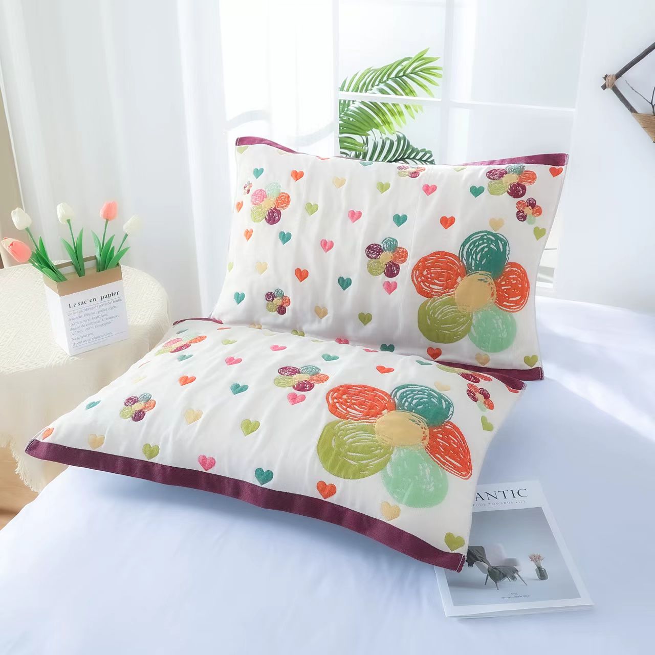 多多家纺-【爱心花朵】枕巾52*78