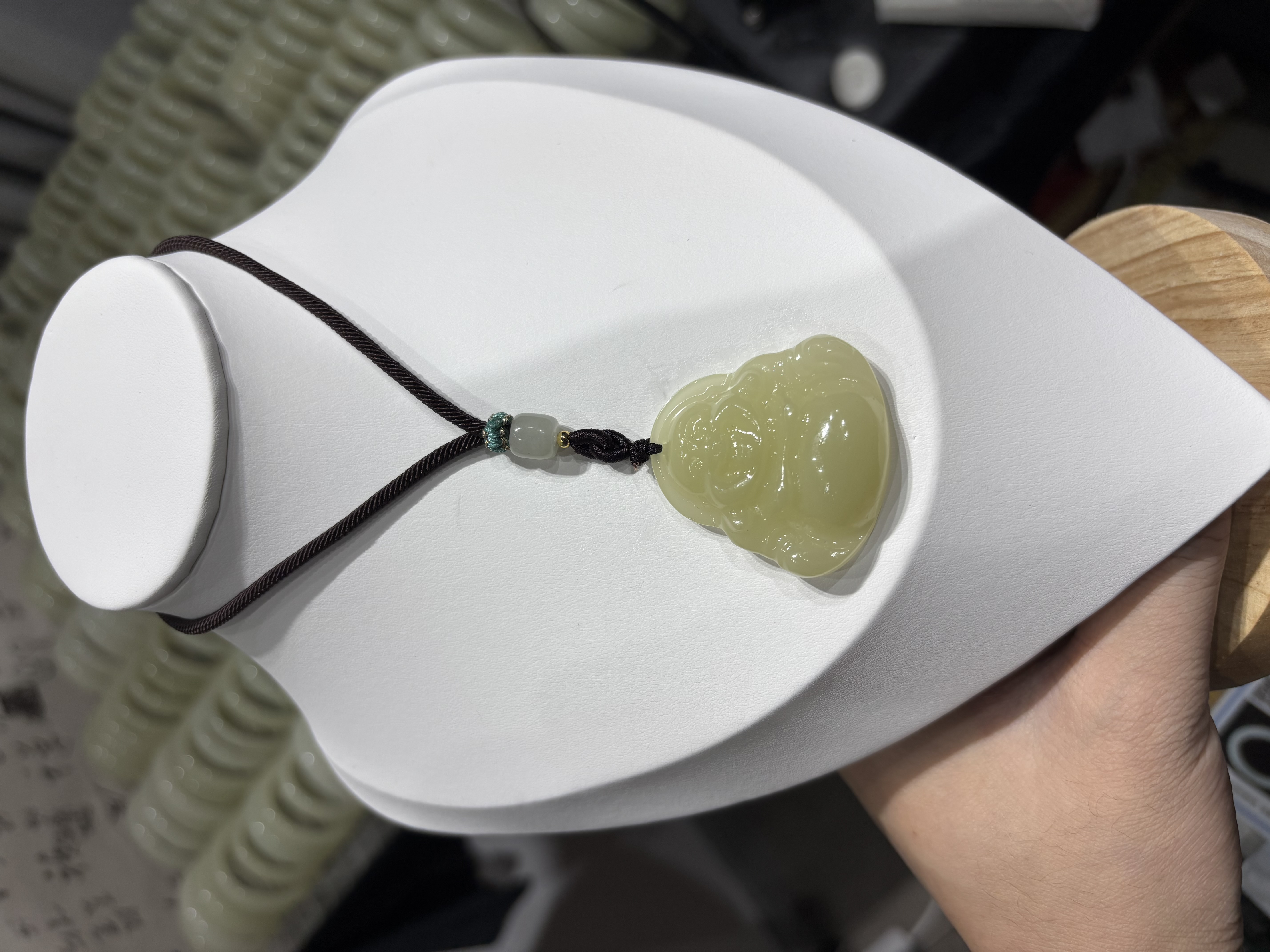 40尺寸天然和田玉佛公吊坠弥勒佛玉坠挂件气质