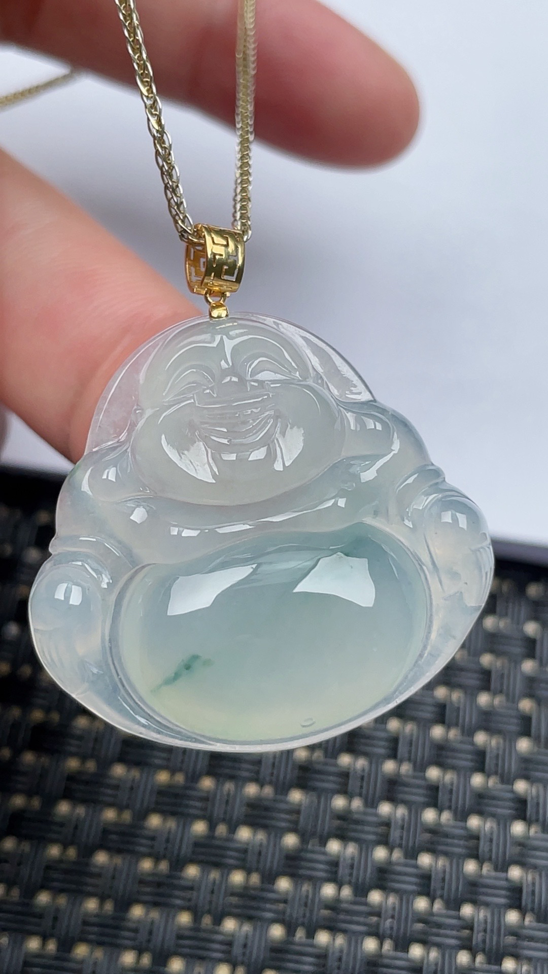 缅甸天然翡翠A货冰飘花佛公吊坠尺寸31.7-33.1-6.3