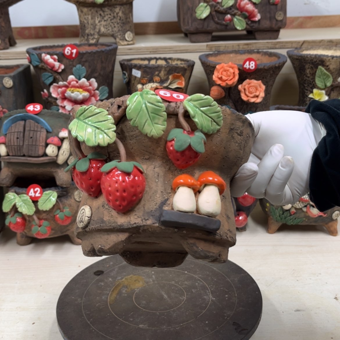 【闪购商品】紫砂花盆60号内口径14×15，带脚高12