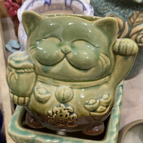 陶瓷小绿色招财猫3131313