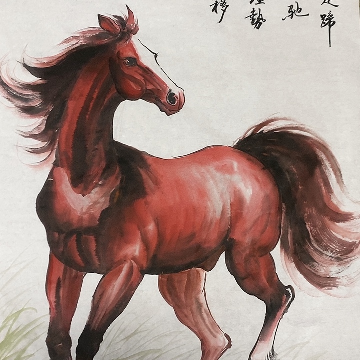 国画李勇中国画马作品