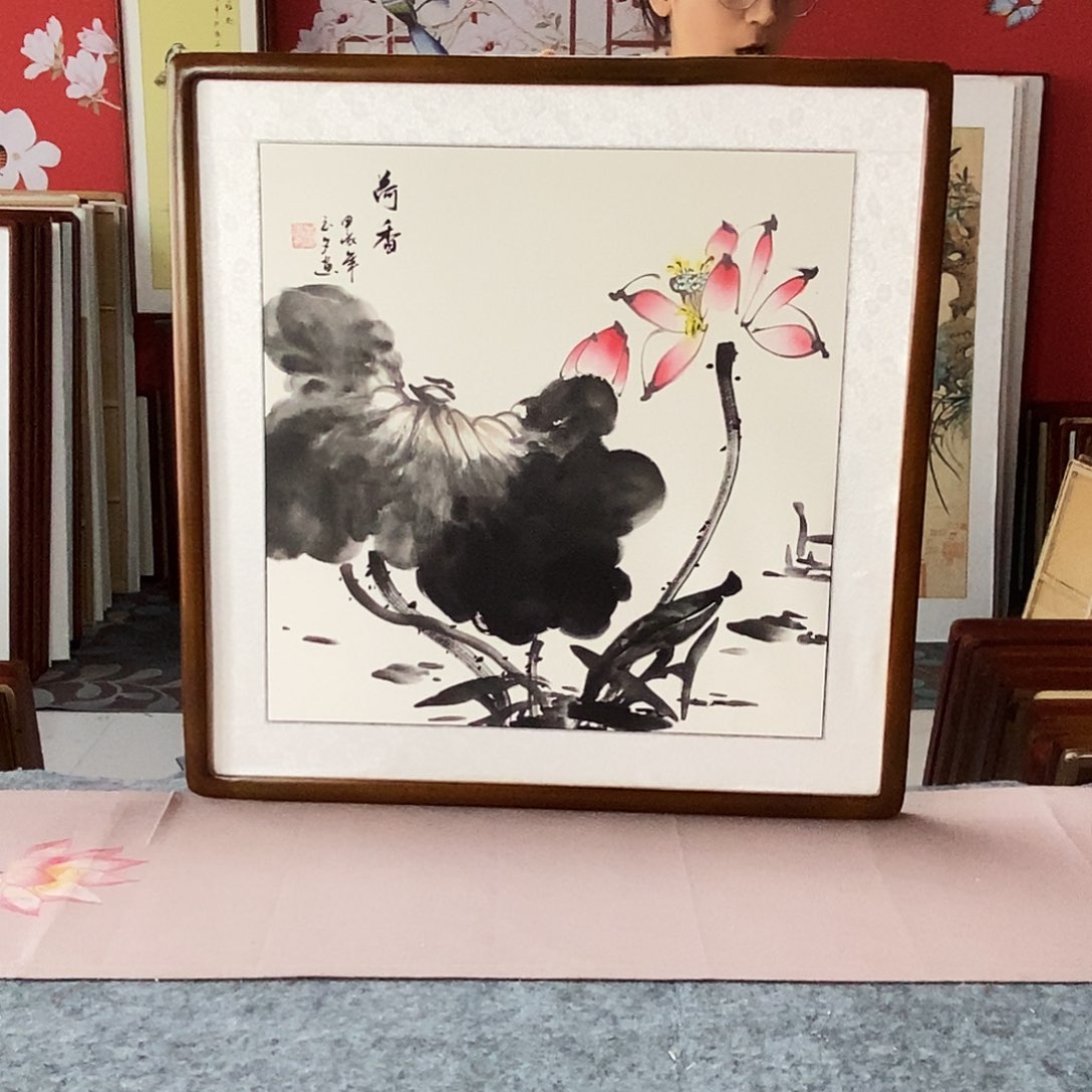 国画手写手绘国画作品带框