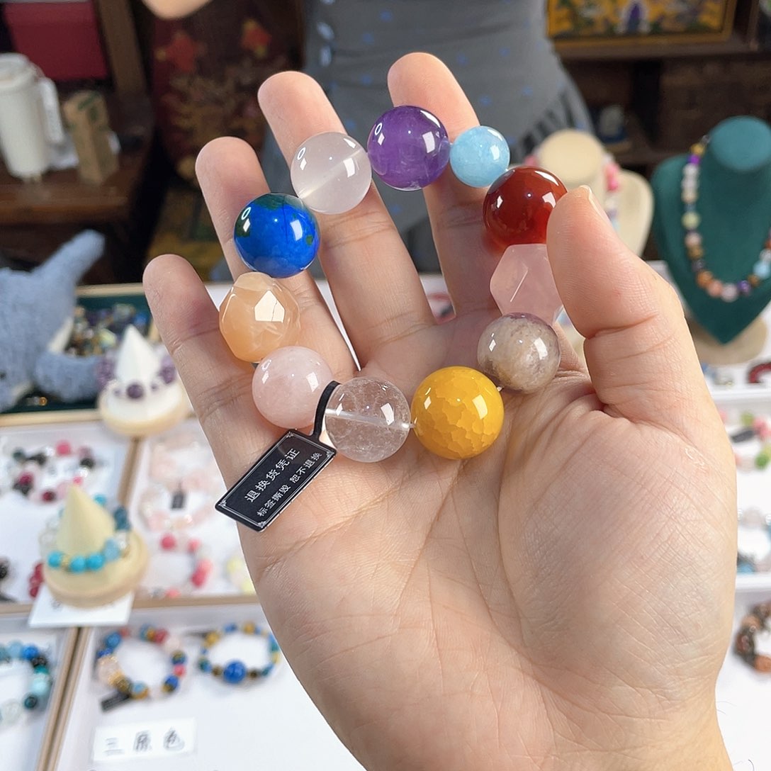 水晶手链银S925镀金镶嵌