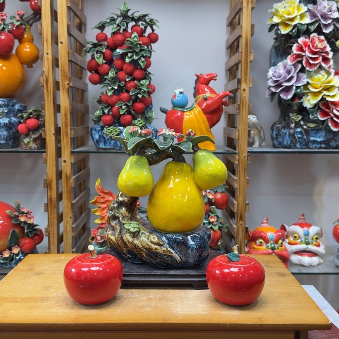 陶瓷福佑送底座苹果