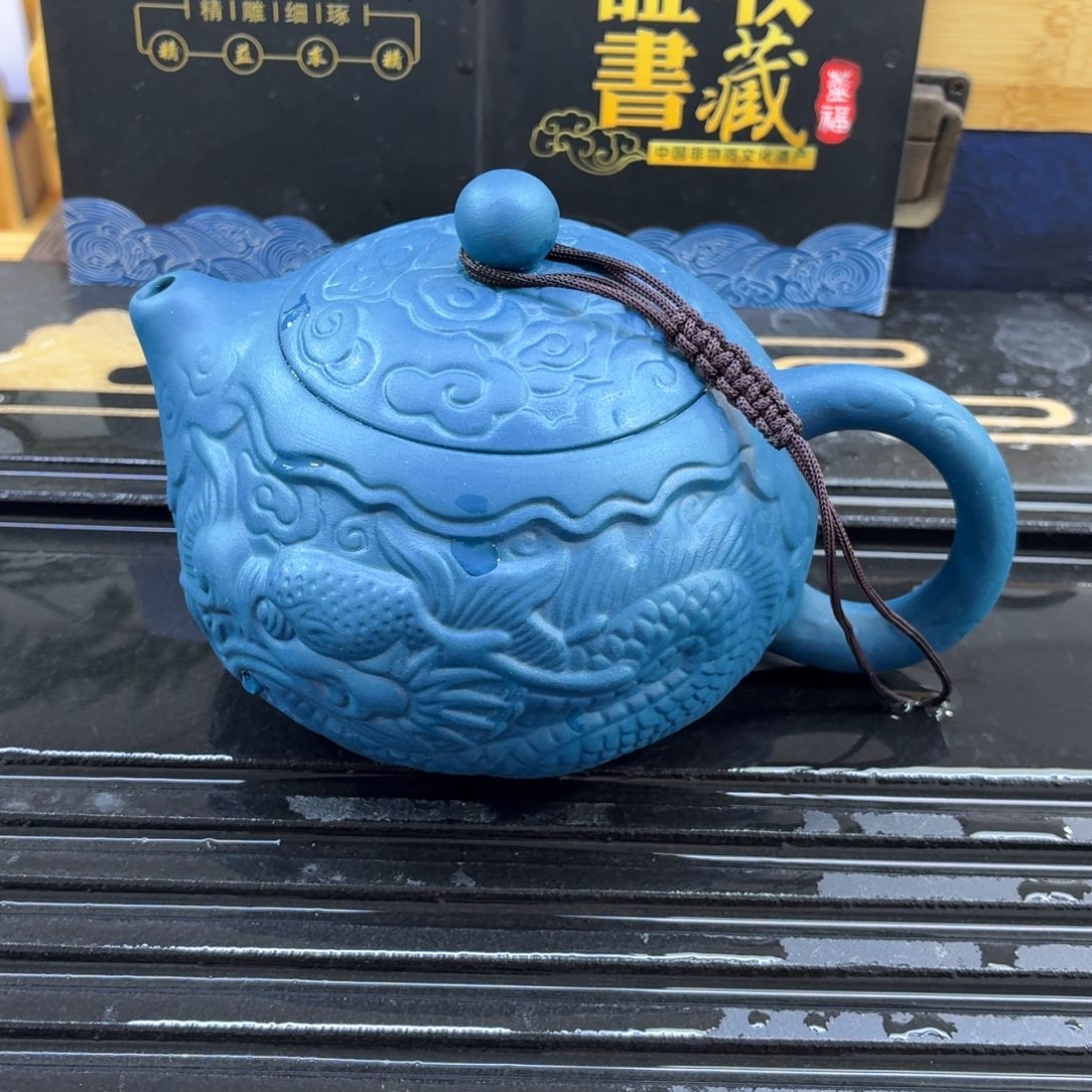 茶壶紫砂天青祥龙