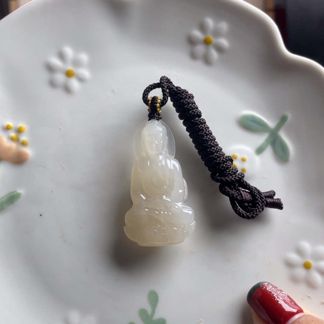 和田玉未镶嵌颈饰藕粉大日如来