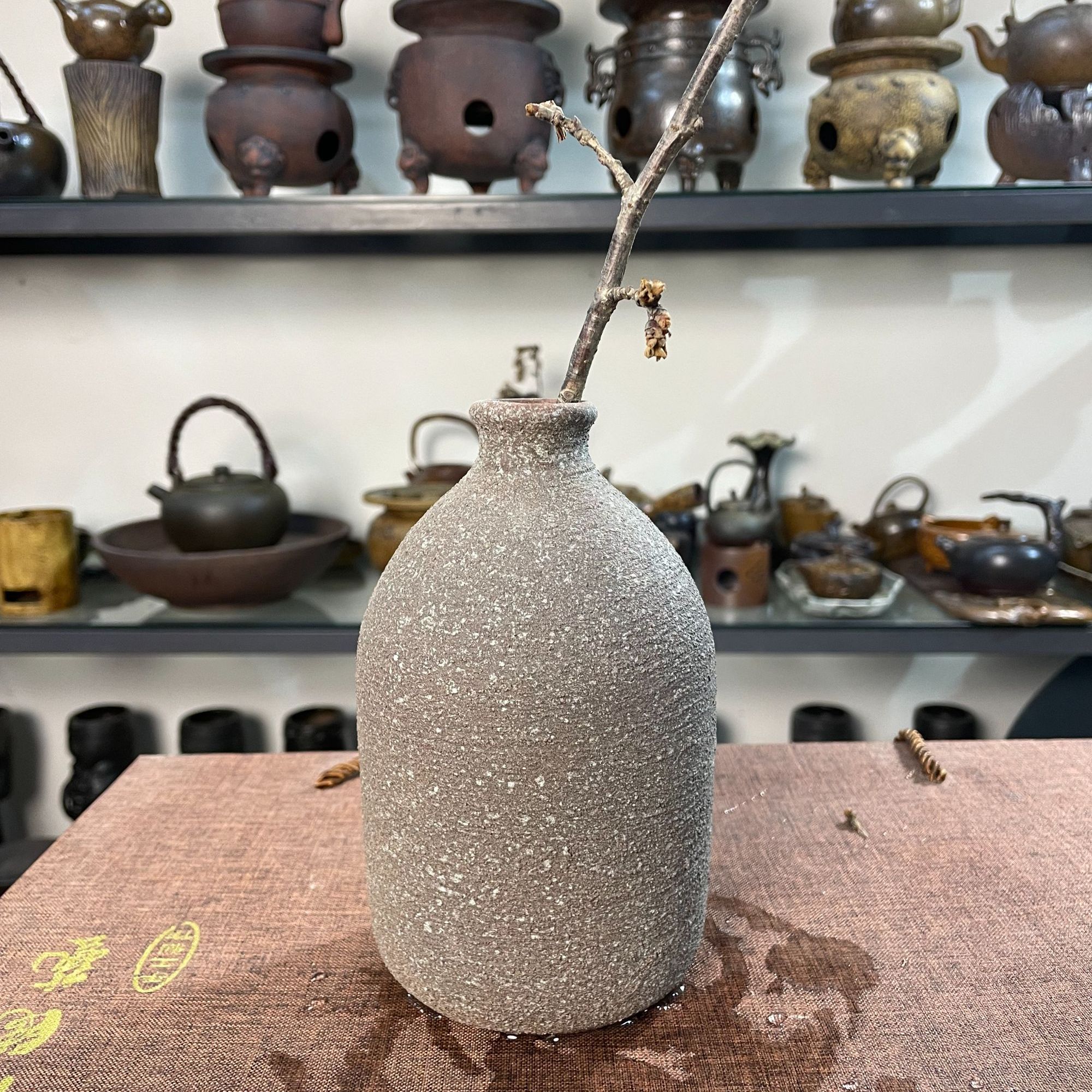 粗陶复古风干枝水培小花瓶
