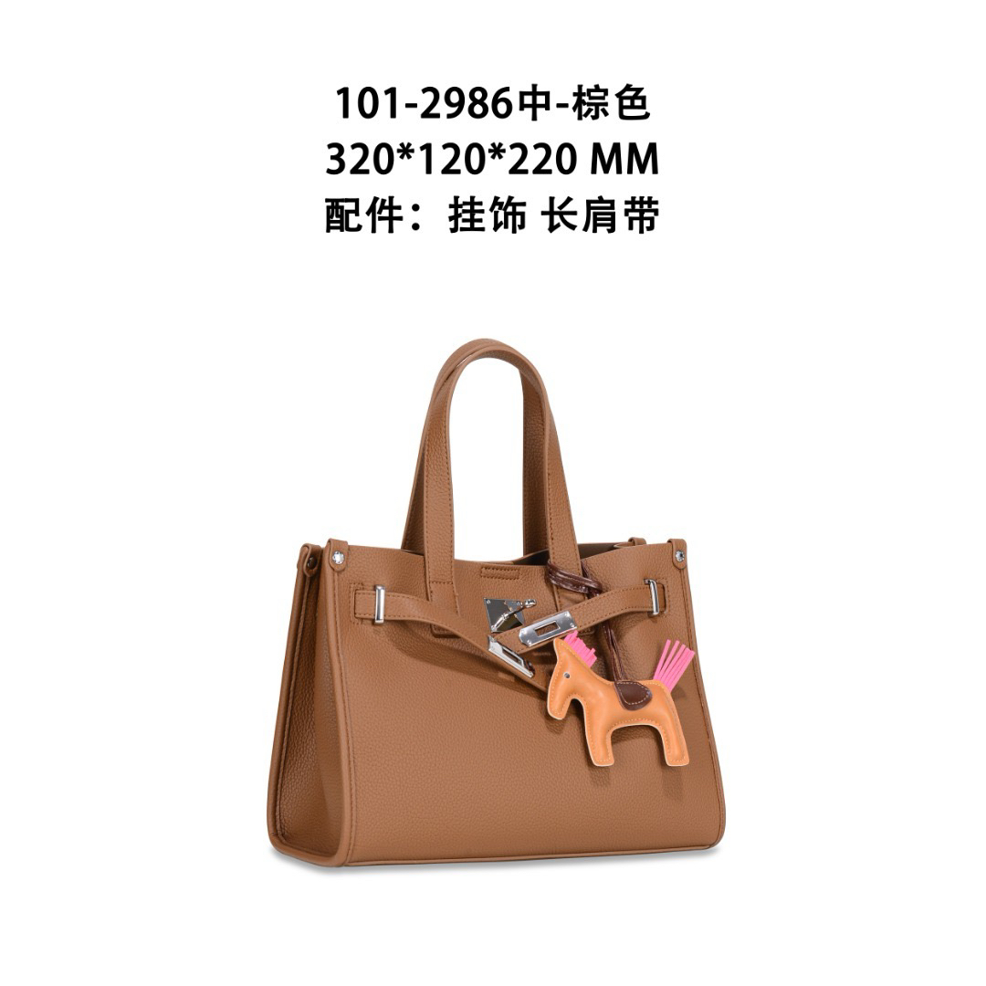 高级感荔枝纹头层牛皮铂金包手提包新款时尚