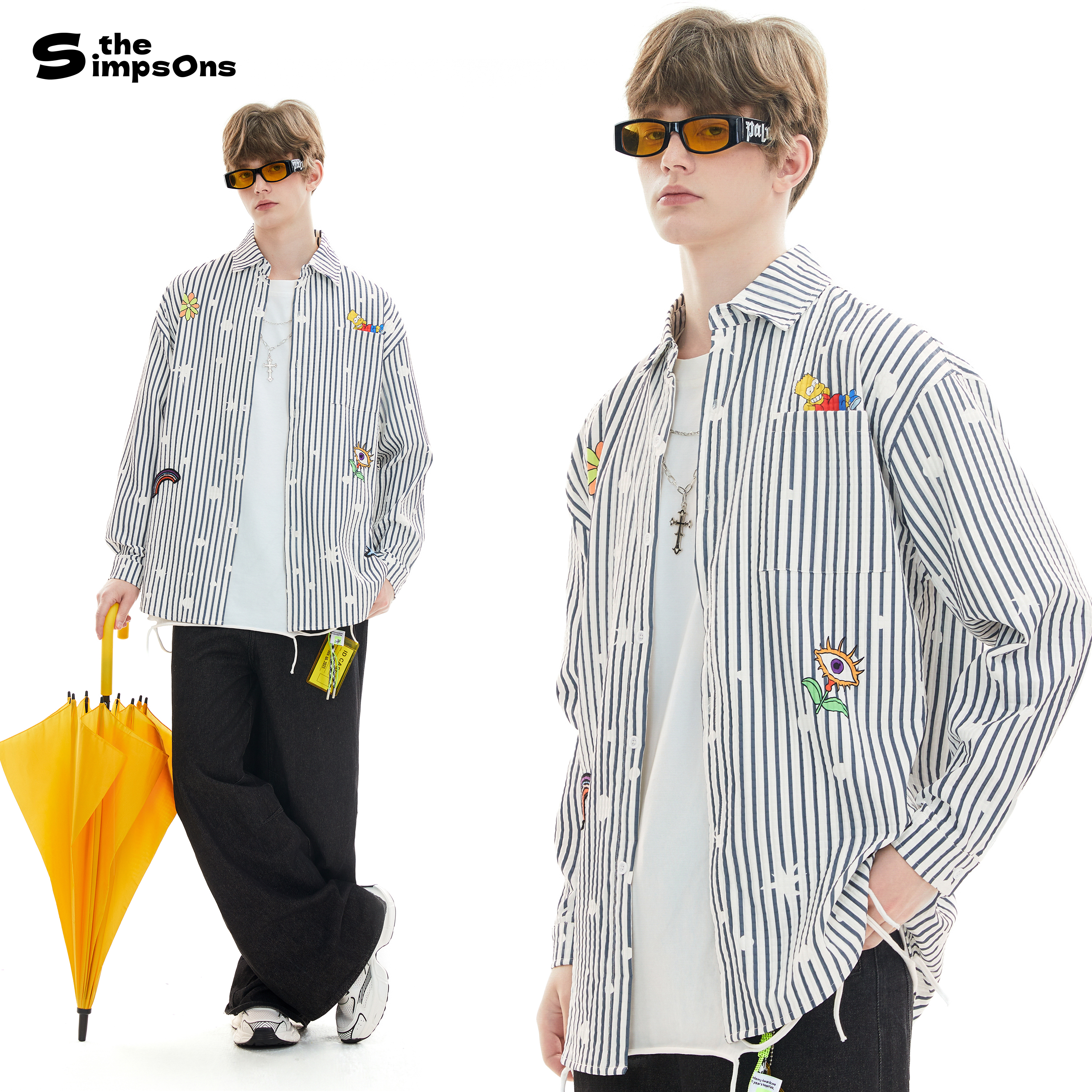 THESIMPSONS休闲时尚宽松潮流衬衣男女同款长袖衬衫SPCST253F05U