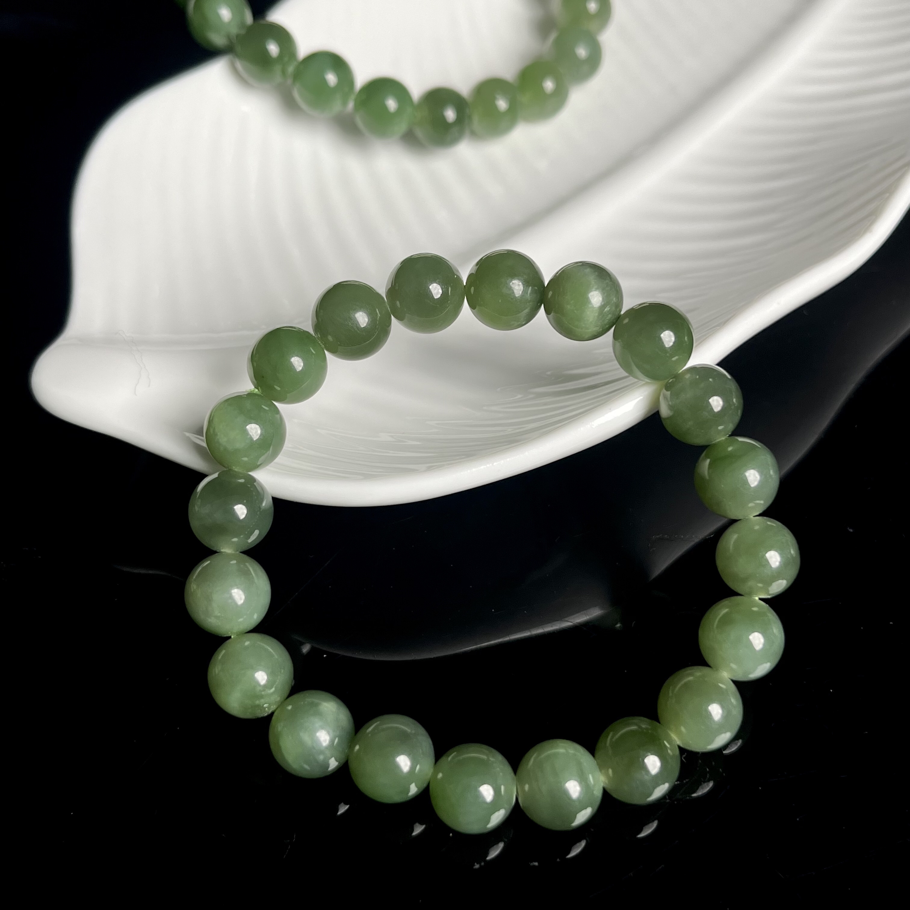 猫眼碧玉手串9mm+W4003多样性发其一百搭素圈