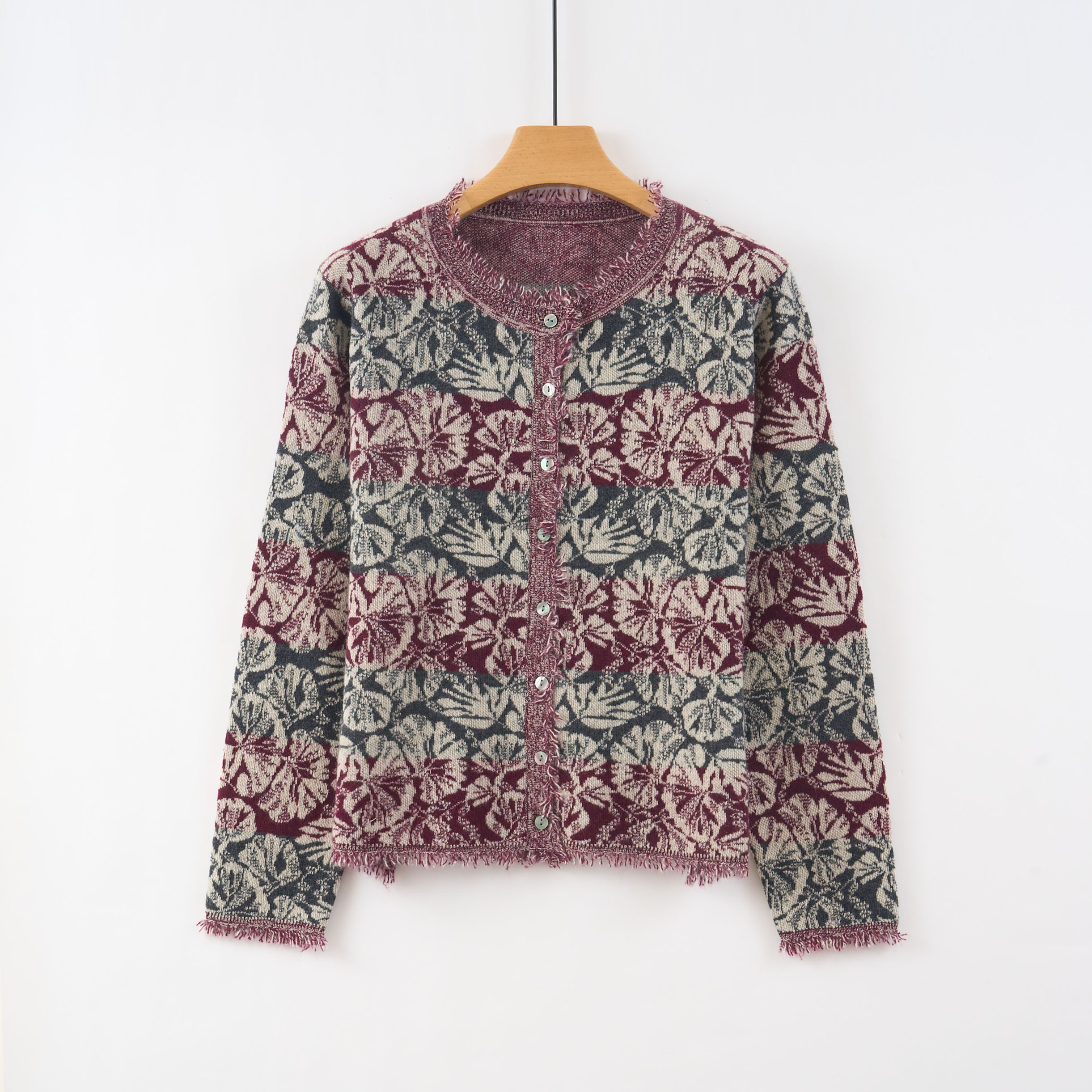 天山名品【100%山羊绒】流光圆领百搭碎花显瘦女士羊绒衫-YKNL5685T