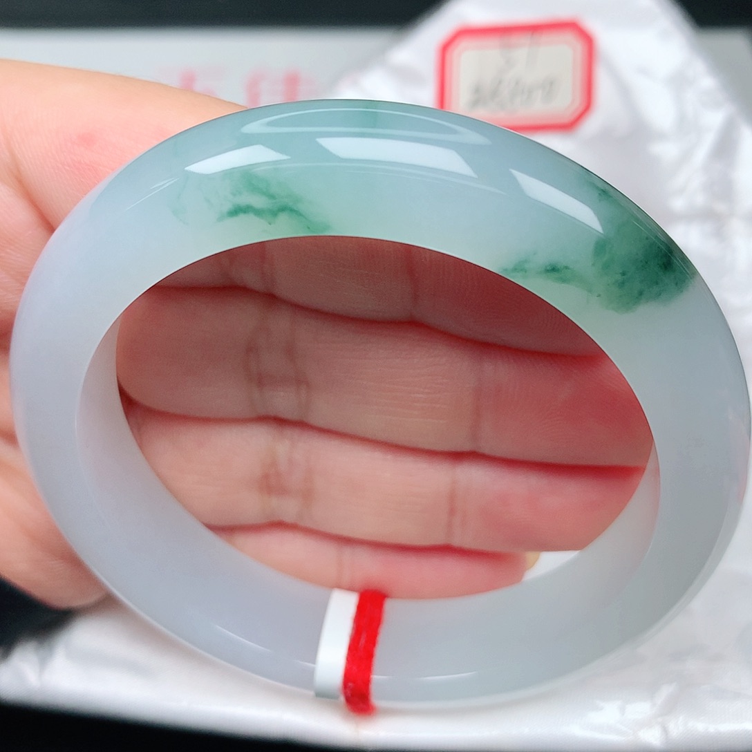 未镶嵌手镯翡翠20冰胶飘花 果冻胶细腻