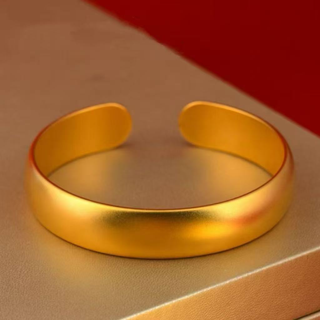 足金999大气泥鳅背开口黄金手镯SZ002