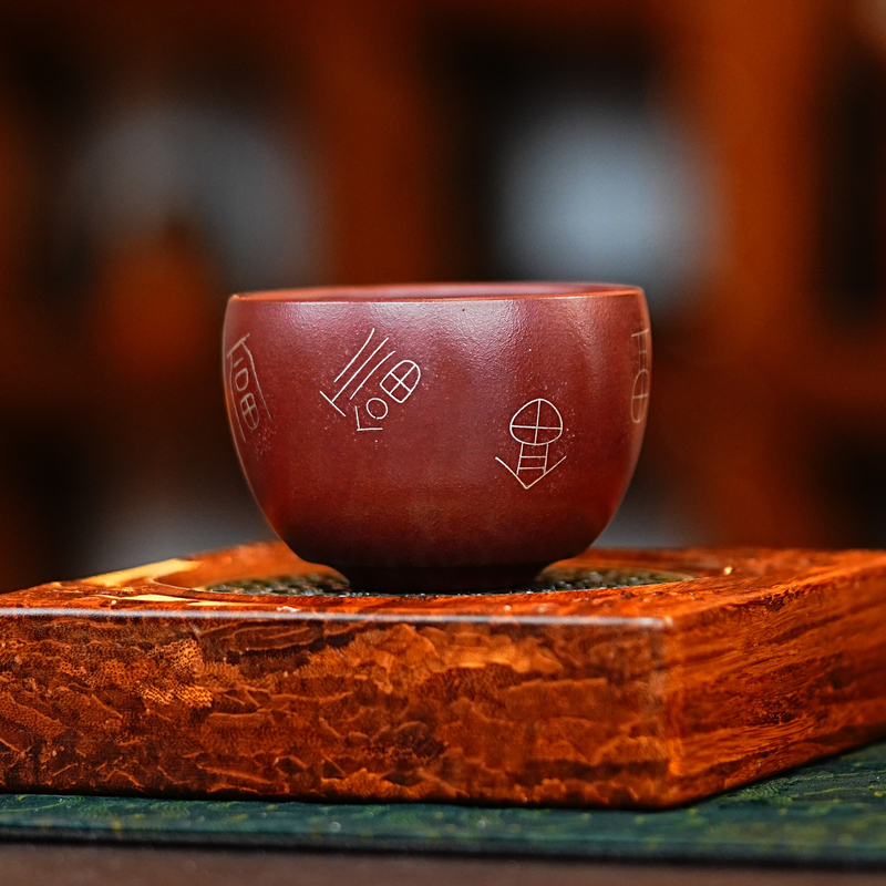 宜兴原矿紫砂石红卡银丝百福全手工风水大缸精美