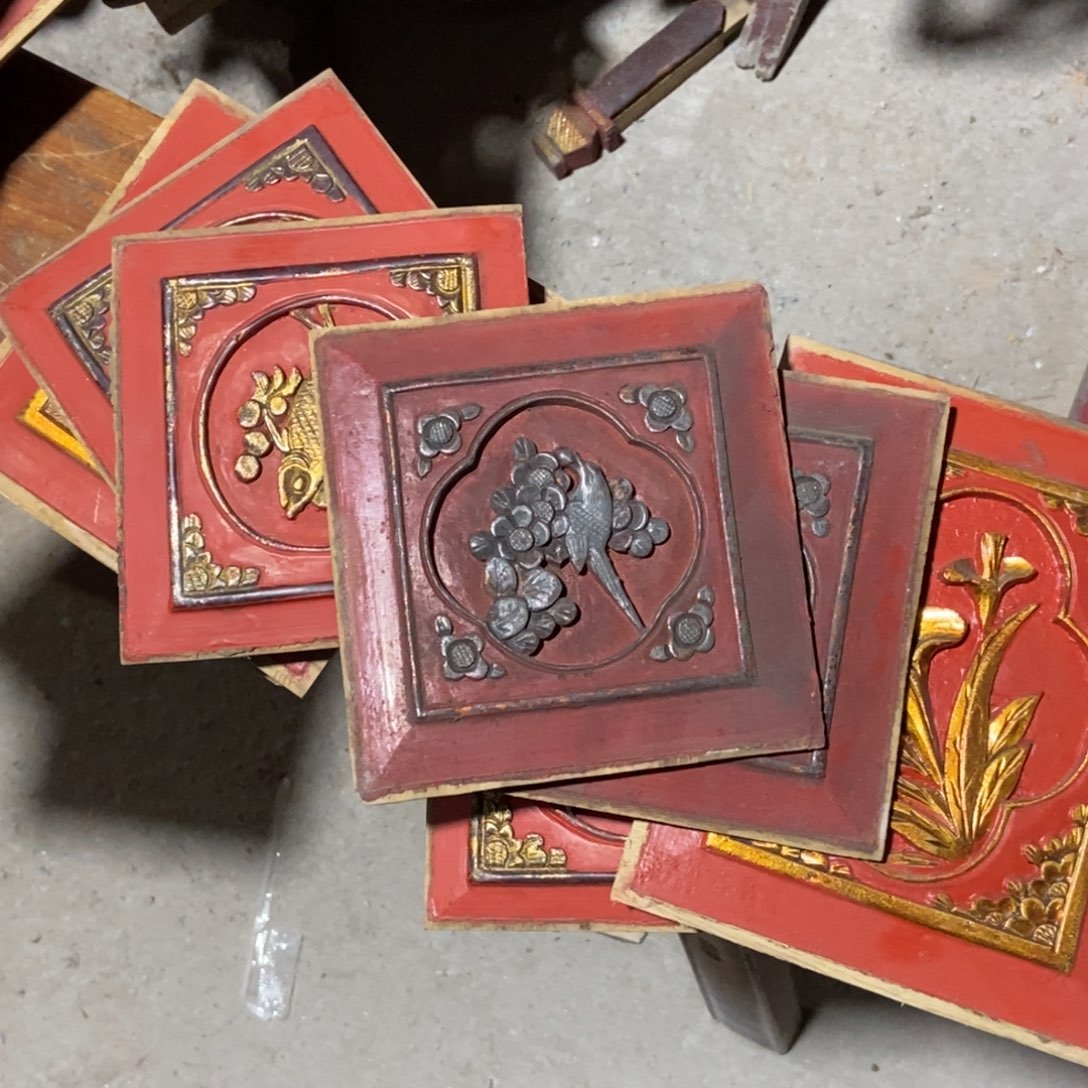木丫****铺木雕小方板八片