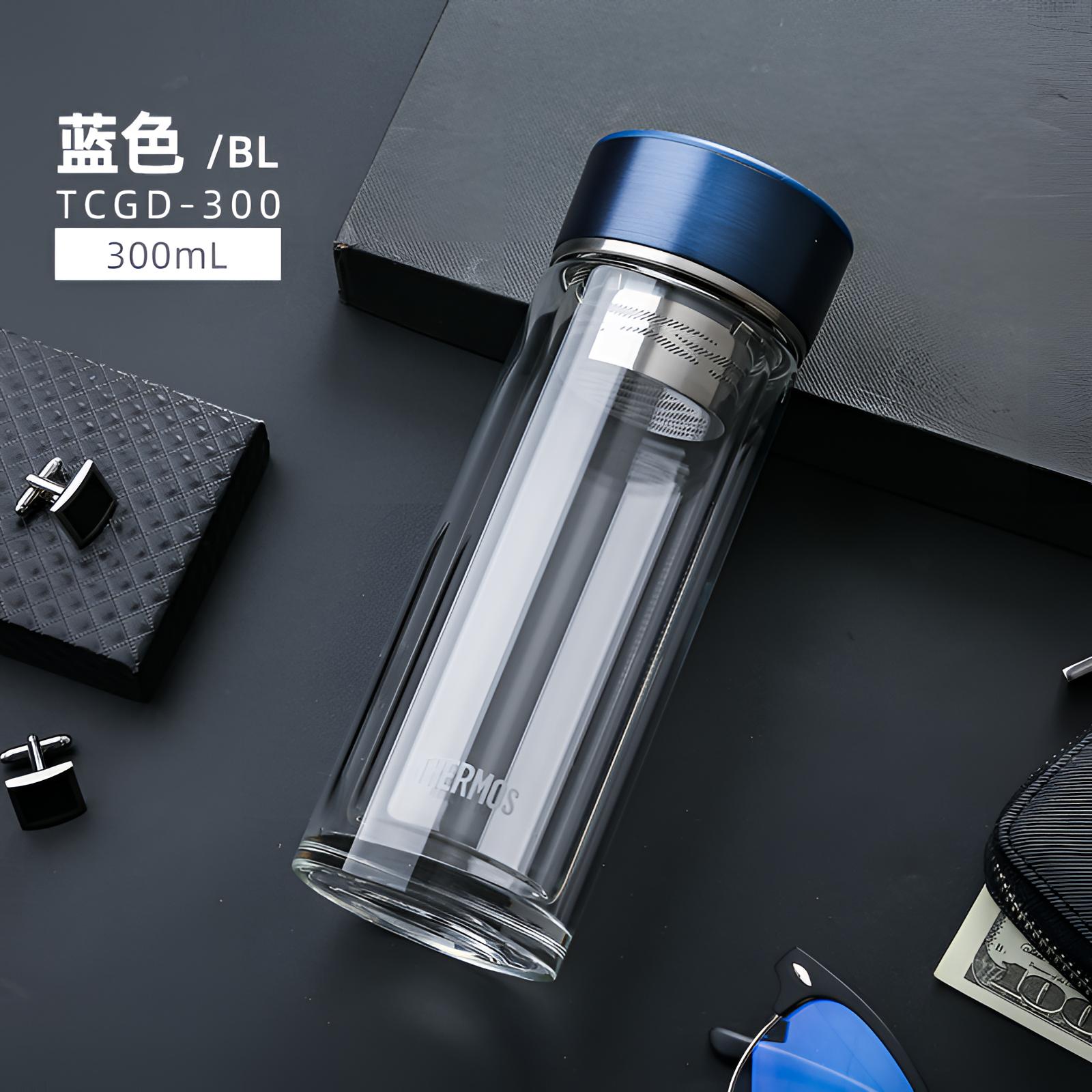 【A等品微瑕】膳魔师双层玻璃杯光束系列300ml蓝色 TCGD-300-D-BL