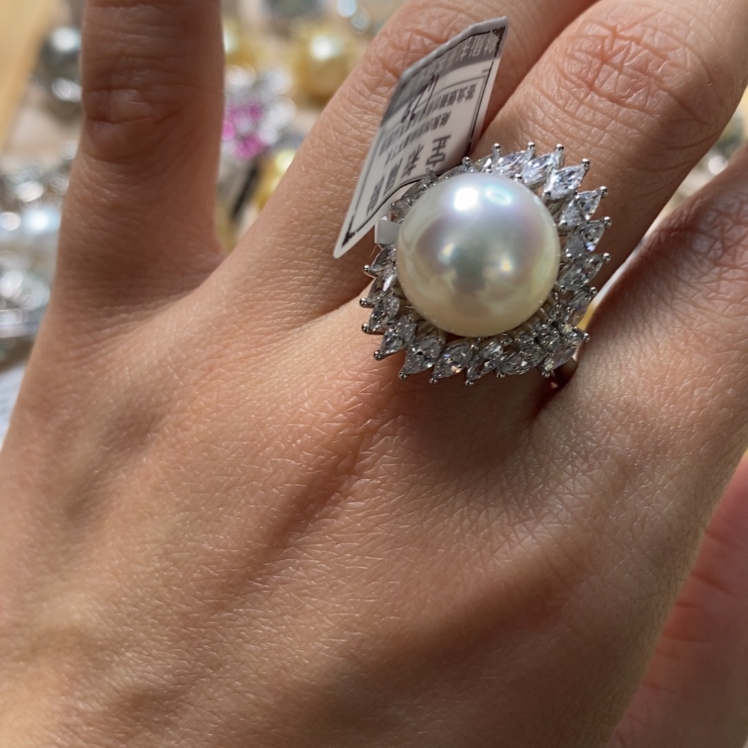 海水珍珠戒指银S925镶嵌