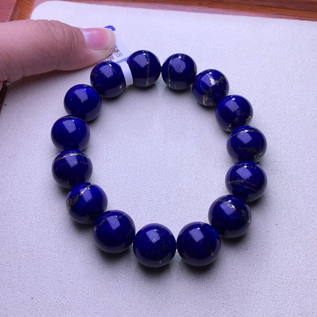 青金石未镶嵌手链14.6mm腰缠万贯一线金