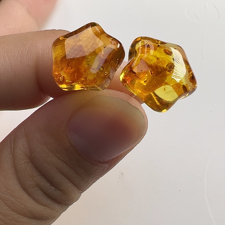 琥珀（花珀）银S925镶嵌耳饰