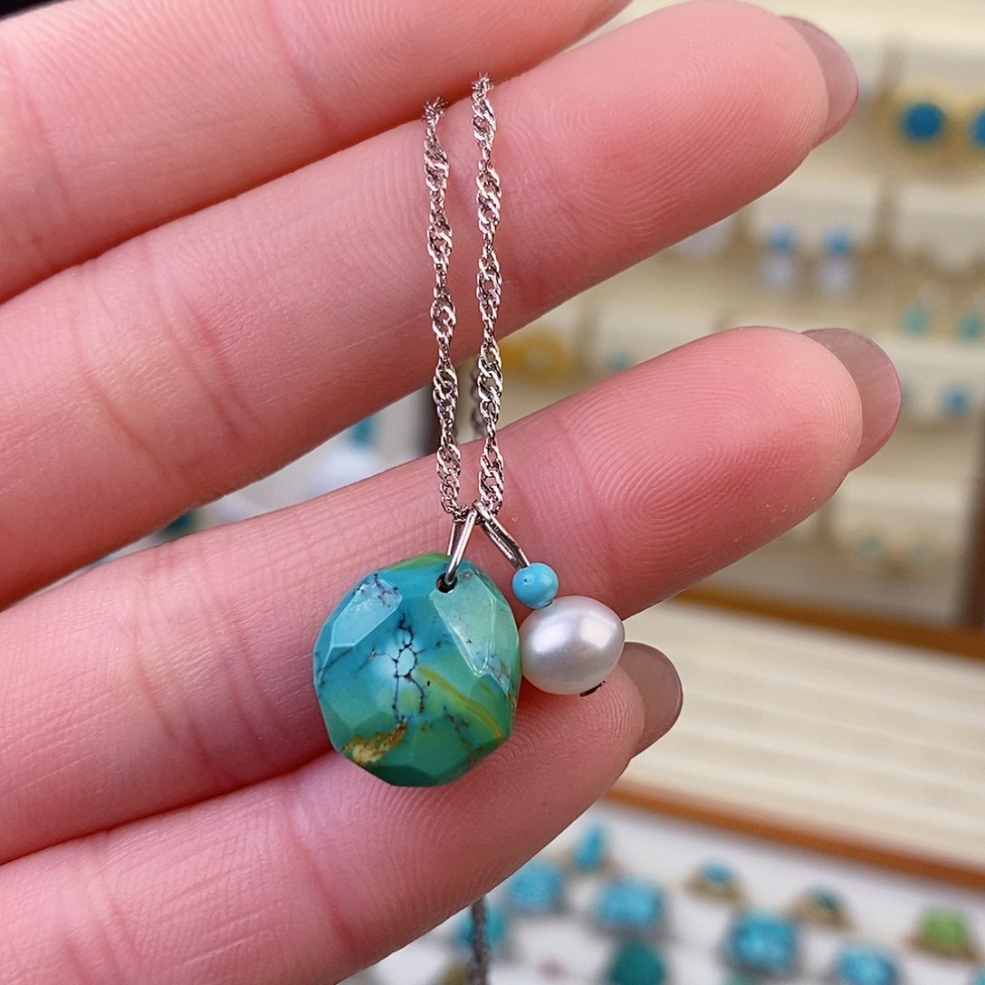 绿松石银S925镶嵌颈饰