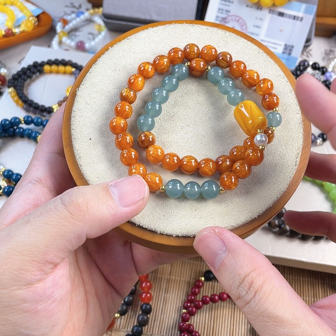 翡翠手饰银S925镀金镶嵌