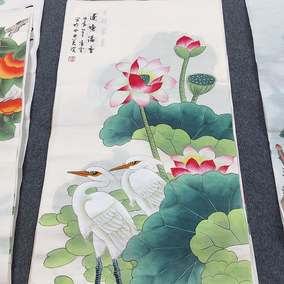 国画尺寸50X100手绘作品 