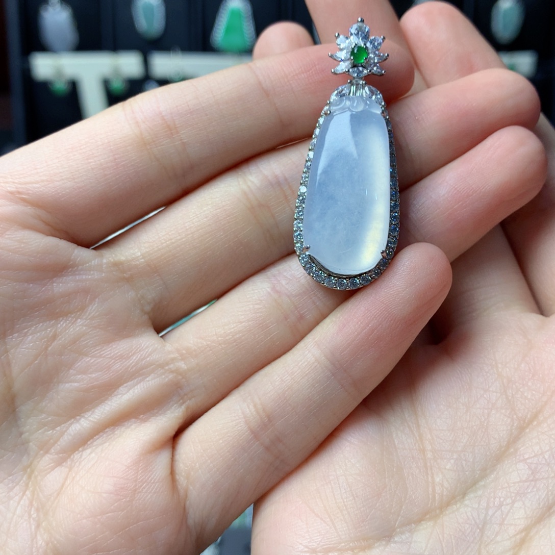 翡翠银S925镶嵌挂件