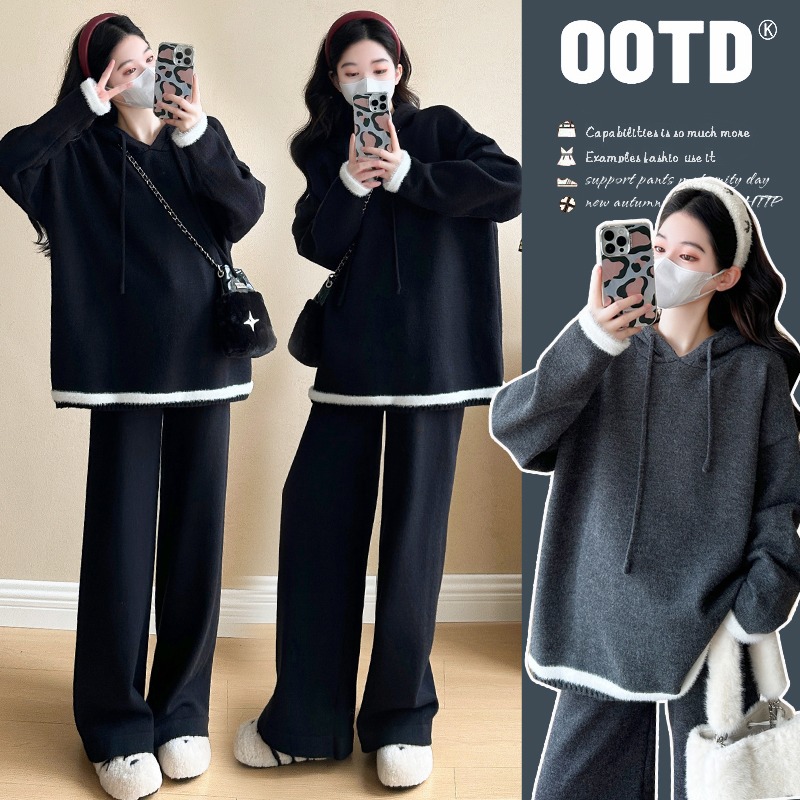 孕妇装秋冬季套装2025新款孕妈高级感穿搭慵懒风时尚洋气时髦上衣