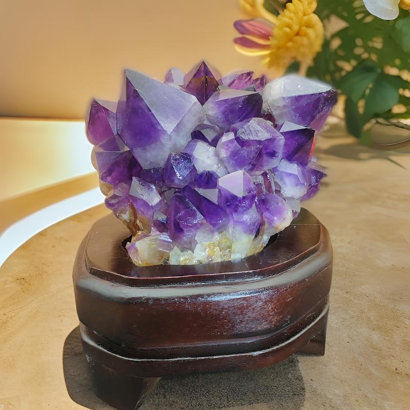 天然紫水晶 大晶花摆件 招财 办公桌 玄关客厅居家摆件