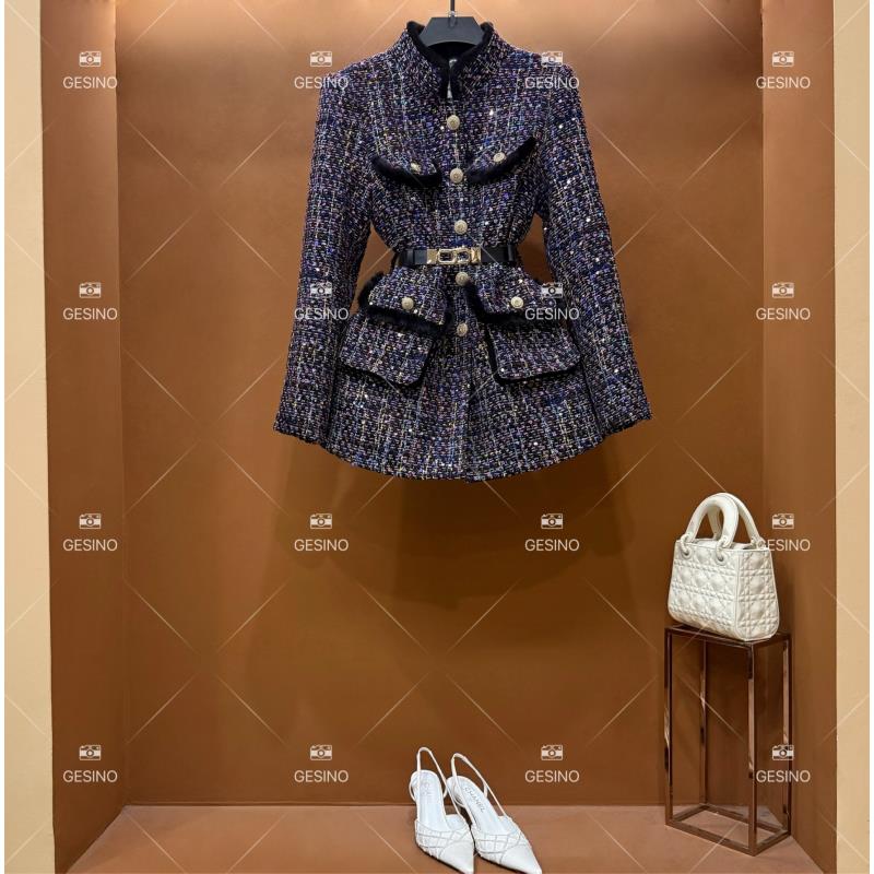 【悠悠】秋冬气质小香风时尚设计师中长款外套 QD-2025132