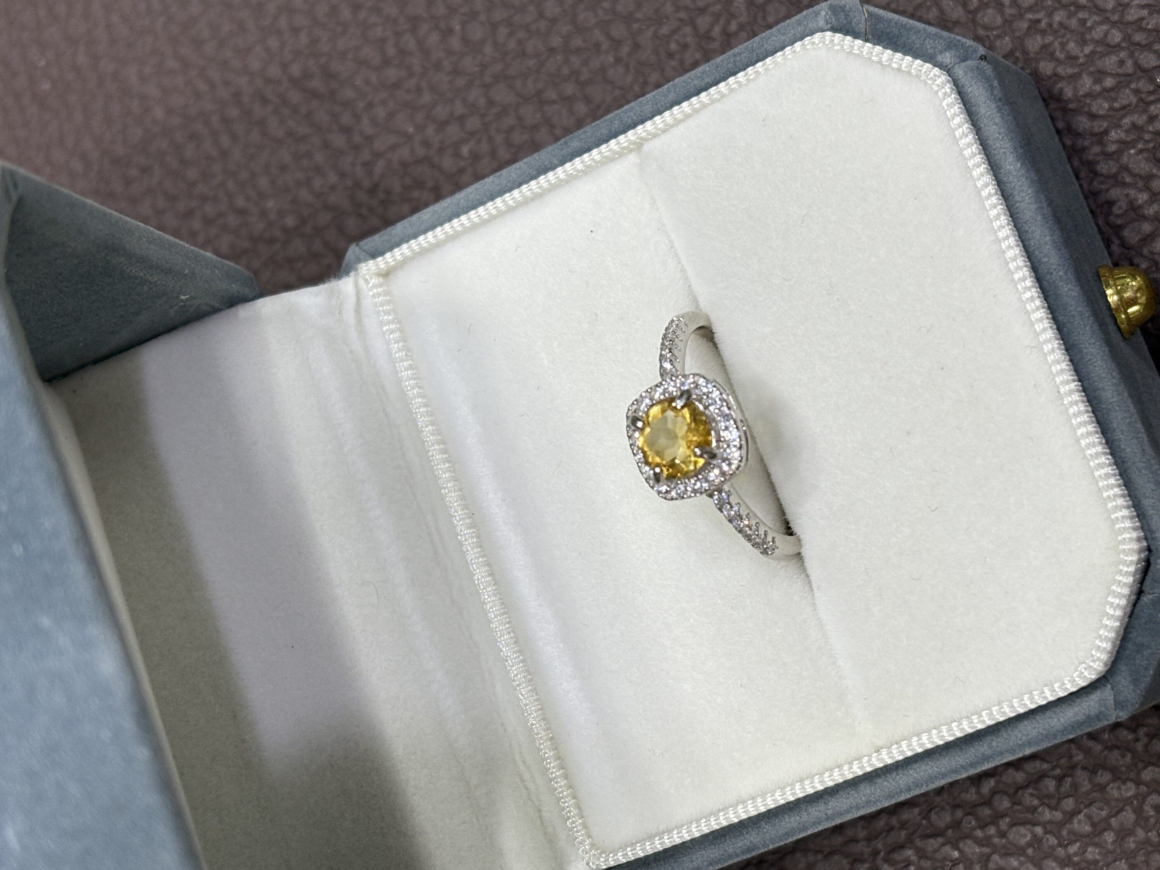 吸金黄水晶小方糖戒指S925银