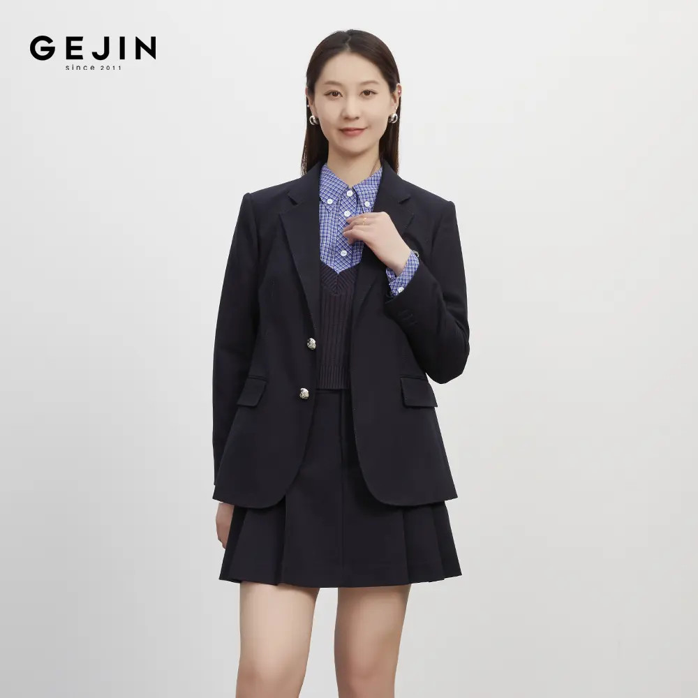 GEJIN/歌锦时尚新款单排扣修身职业缎面学院风正装9332570382