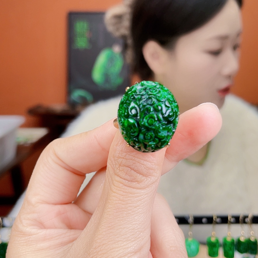 翡翠银S925镶嵌耳饰