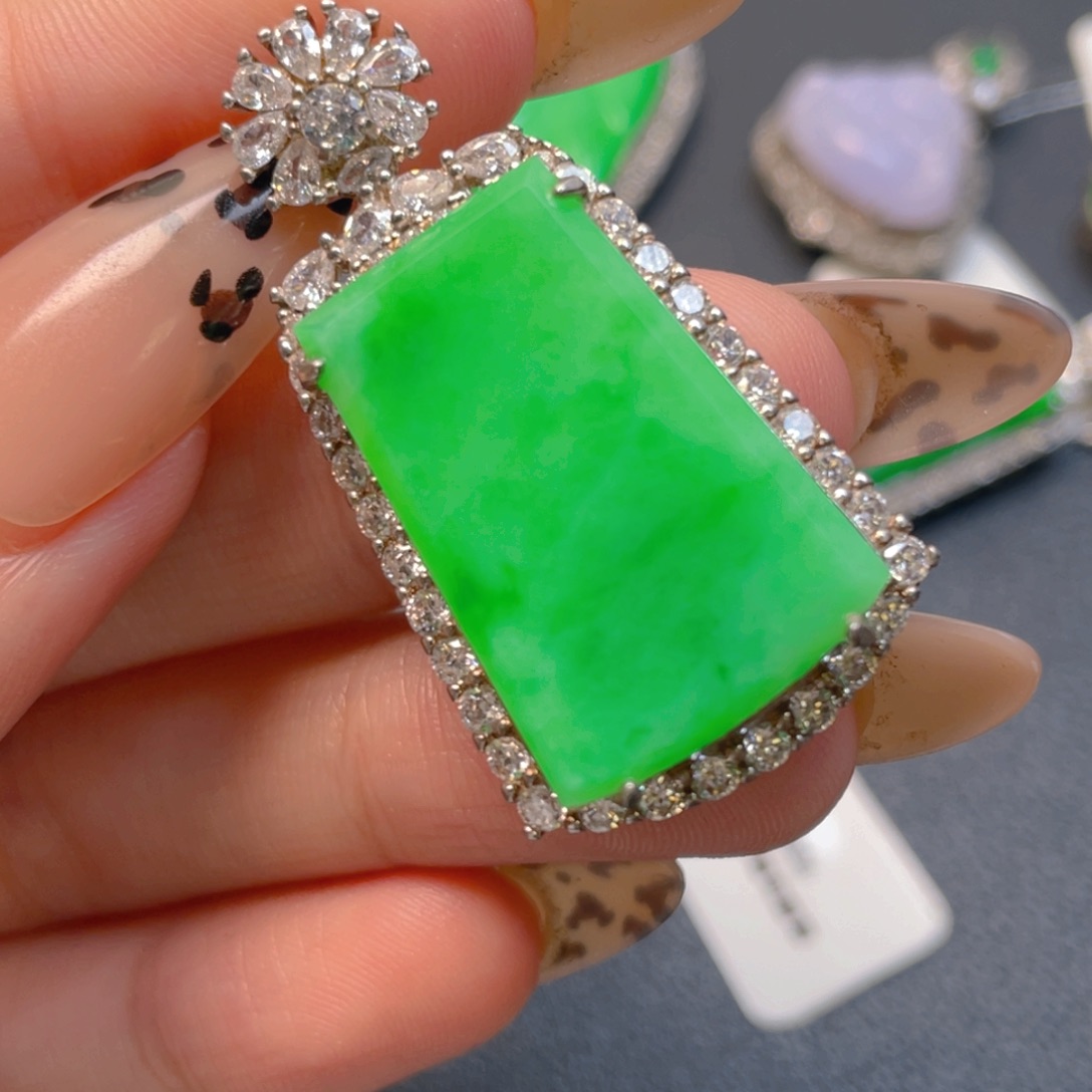 翡翠银S925镶嵌吊坠(不含链)