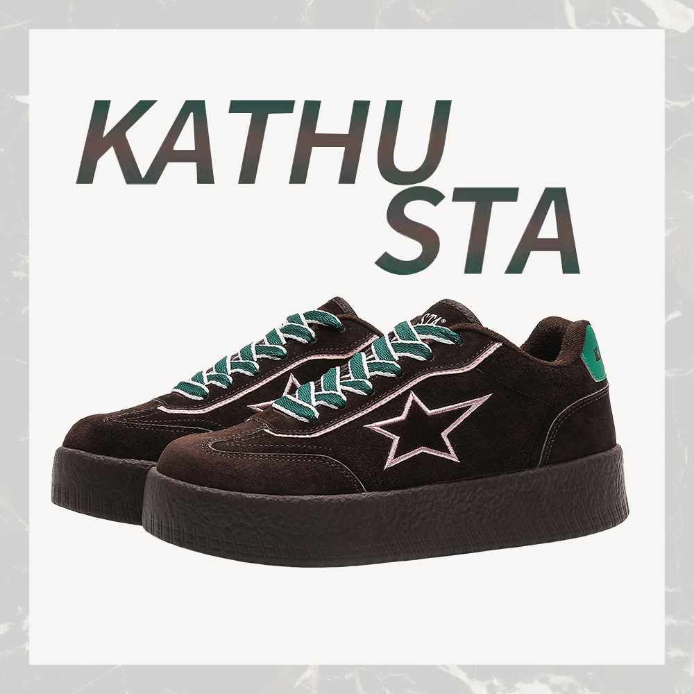 KathuSta冬季加绒中帮厚底增高休闲板鞋复古低帮鞋子