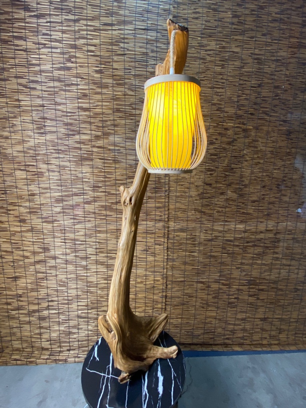 高度142公分，总宽度50公分，禅意自然木艺灯随形设计茶室氛围灯