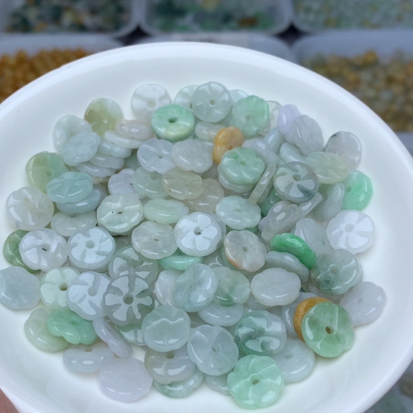 【闪购商品】翡翠手链未镶嵌卡10三彩小花