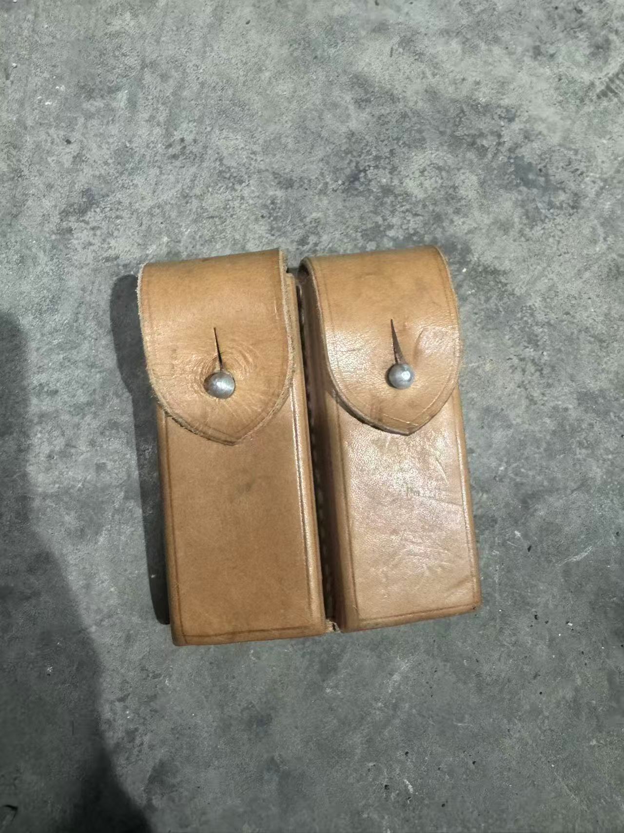 单个牛皮双联夹真皮