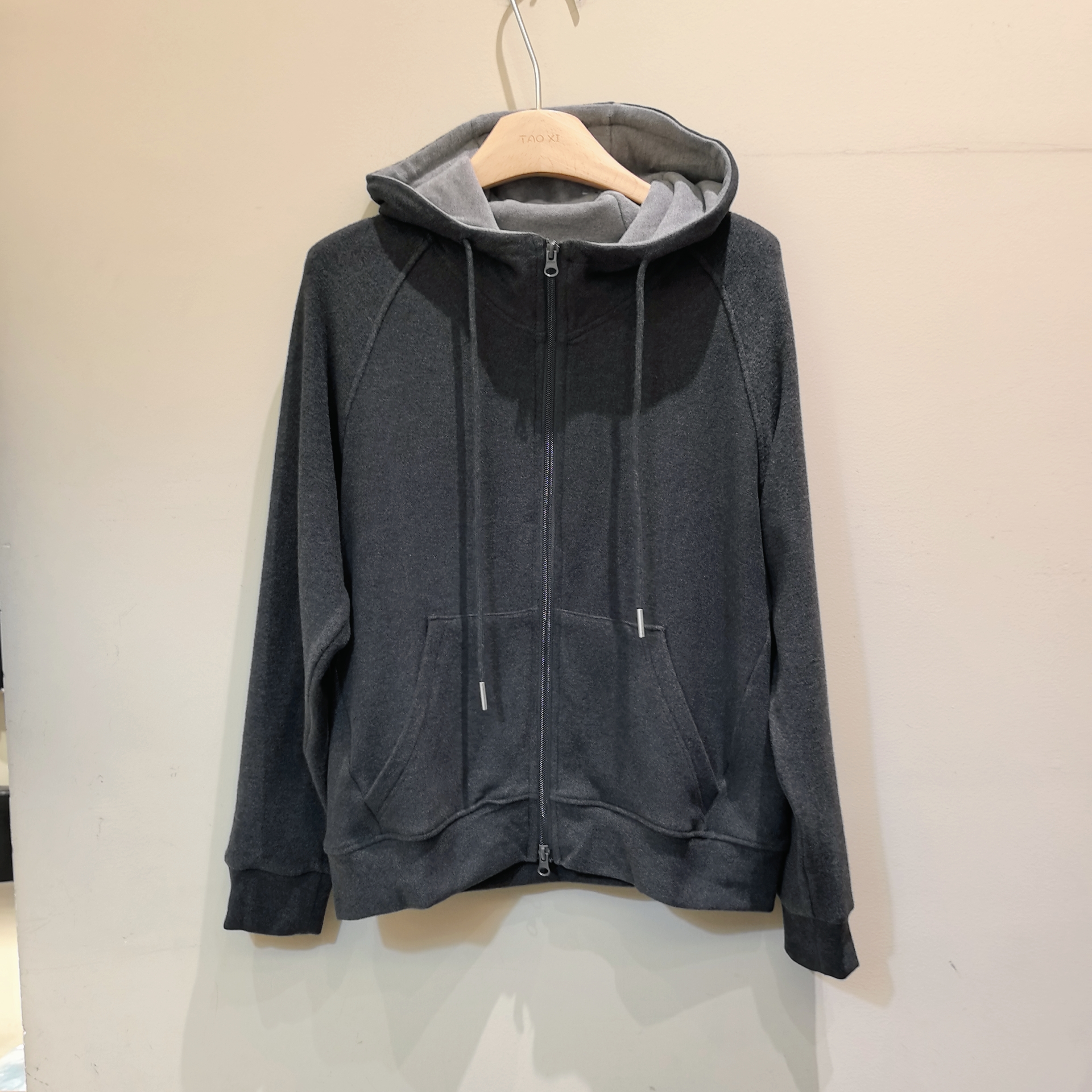 桃喜   冬款7215超细绒美式撞色连帽衫