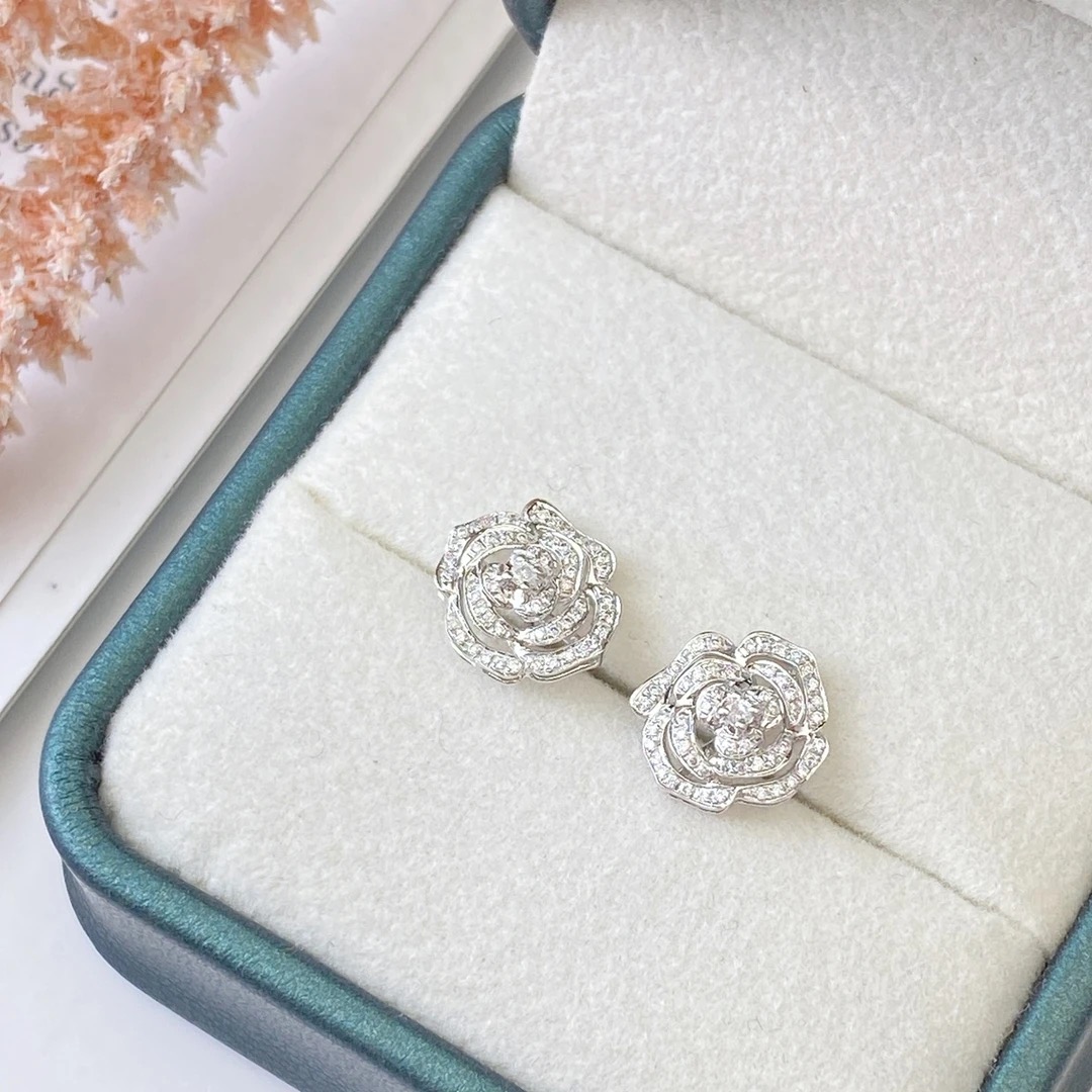 【QM珠宝】 01718 重金小山茶花耳钉ZSES