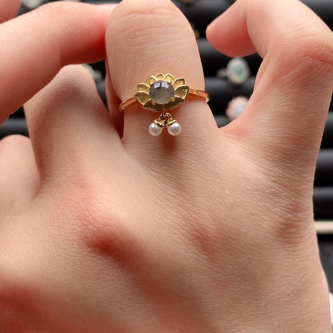 翡翠戒指银S925镶嵌0034