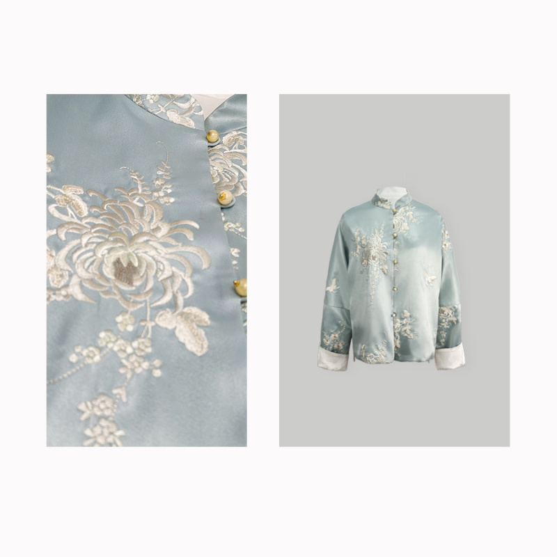 【拾花归】醋酸缎面重工刺绣新中式外套C250212