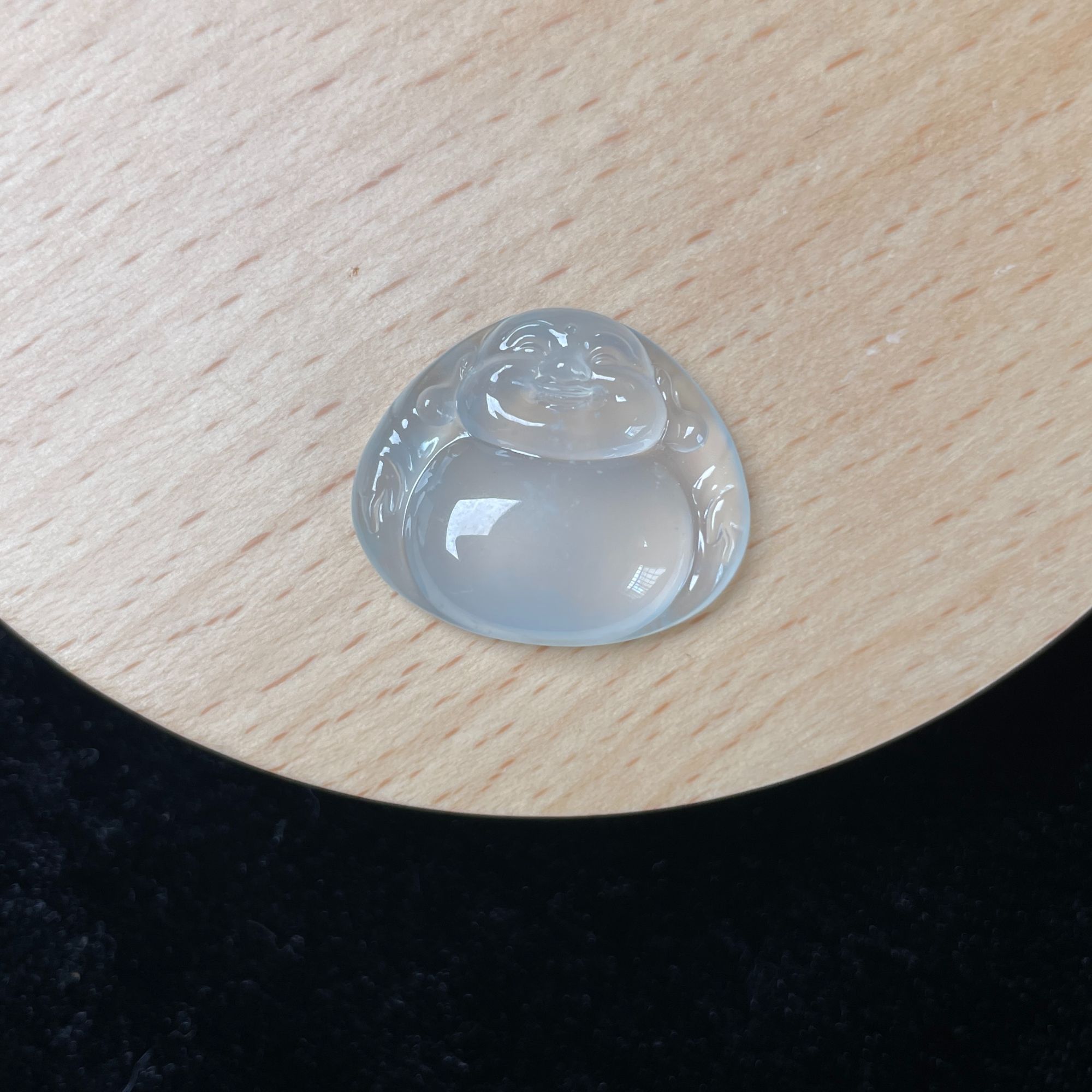 庄严翡翠/天然缅甸A货翡翠高冰雪花棉弥勒佛