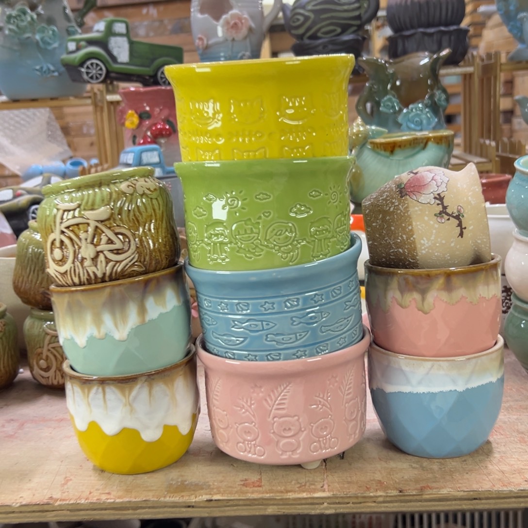 陶瓷花盆特价上新口7-12厘米粉微瑕