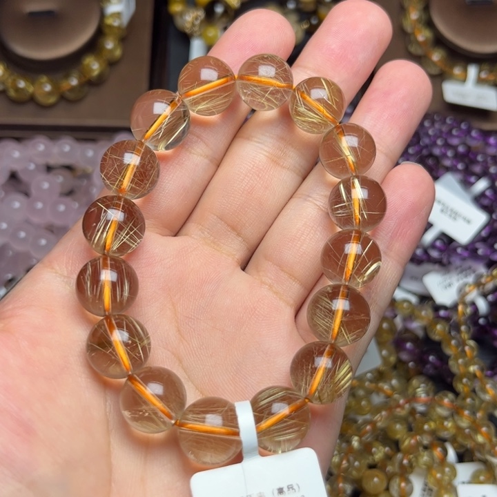 发晶手串未镶嵌改****地金发晶13mm