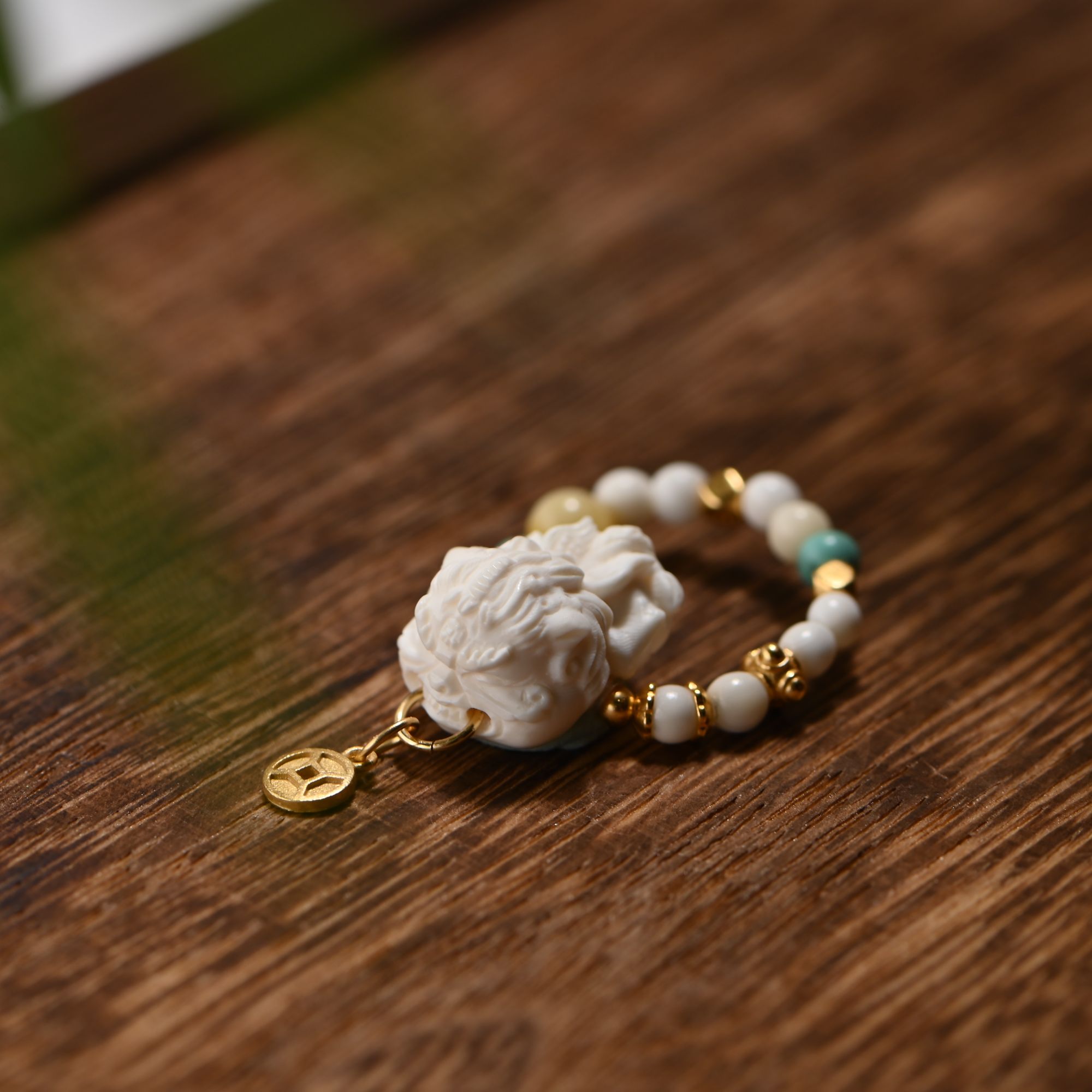 【吾心原创】天然冰种猛犸牙吞金兽戒指